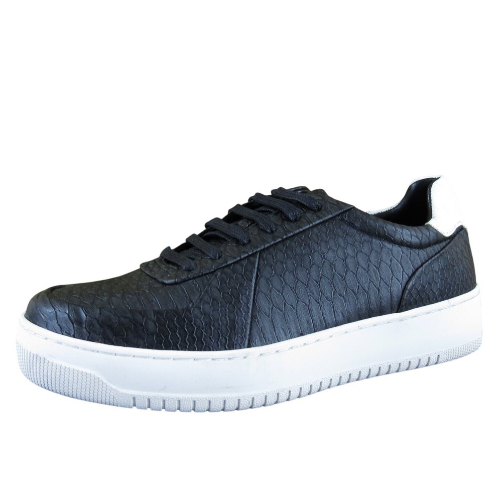 Zara Men's Casual Shoes Black White Size 39 Faux‎ Snakeskin Lace-Up